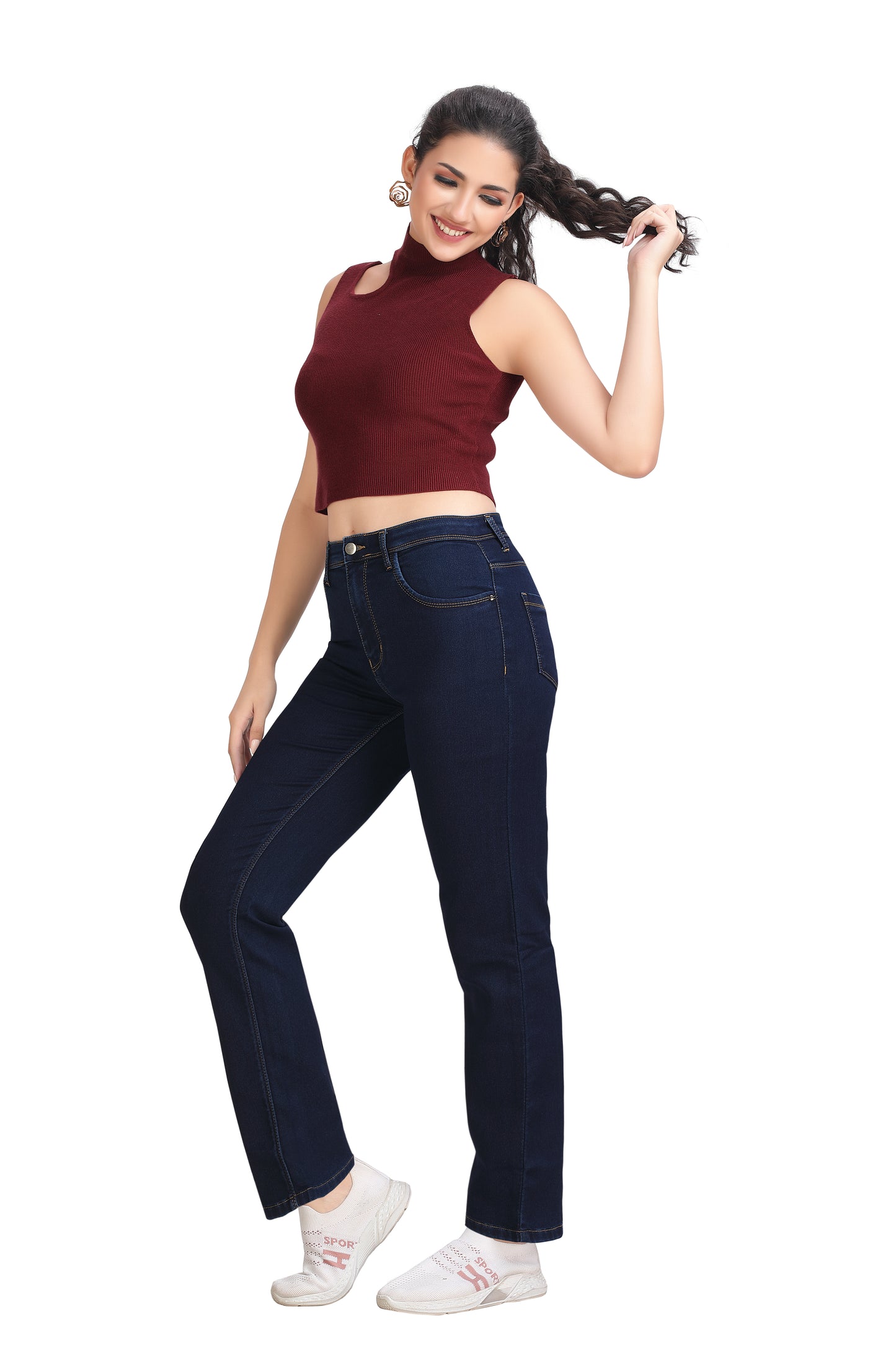 Women's Classic Straight Fit High-Rise Denim Jeans