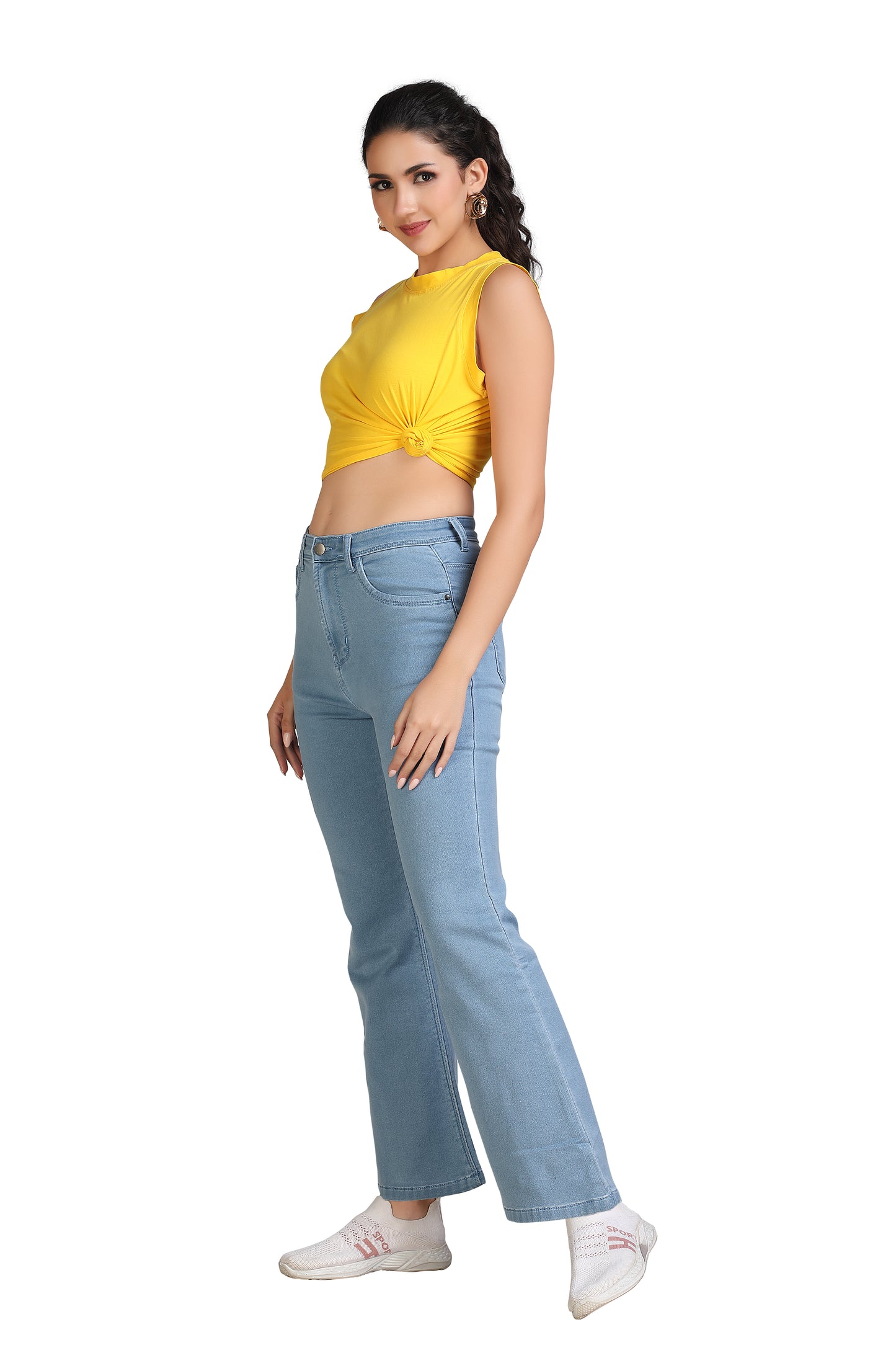 Women's High Rise Ice Wash Bootcut Jeans