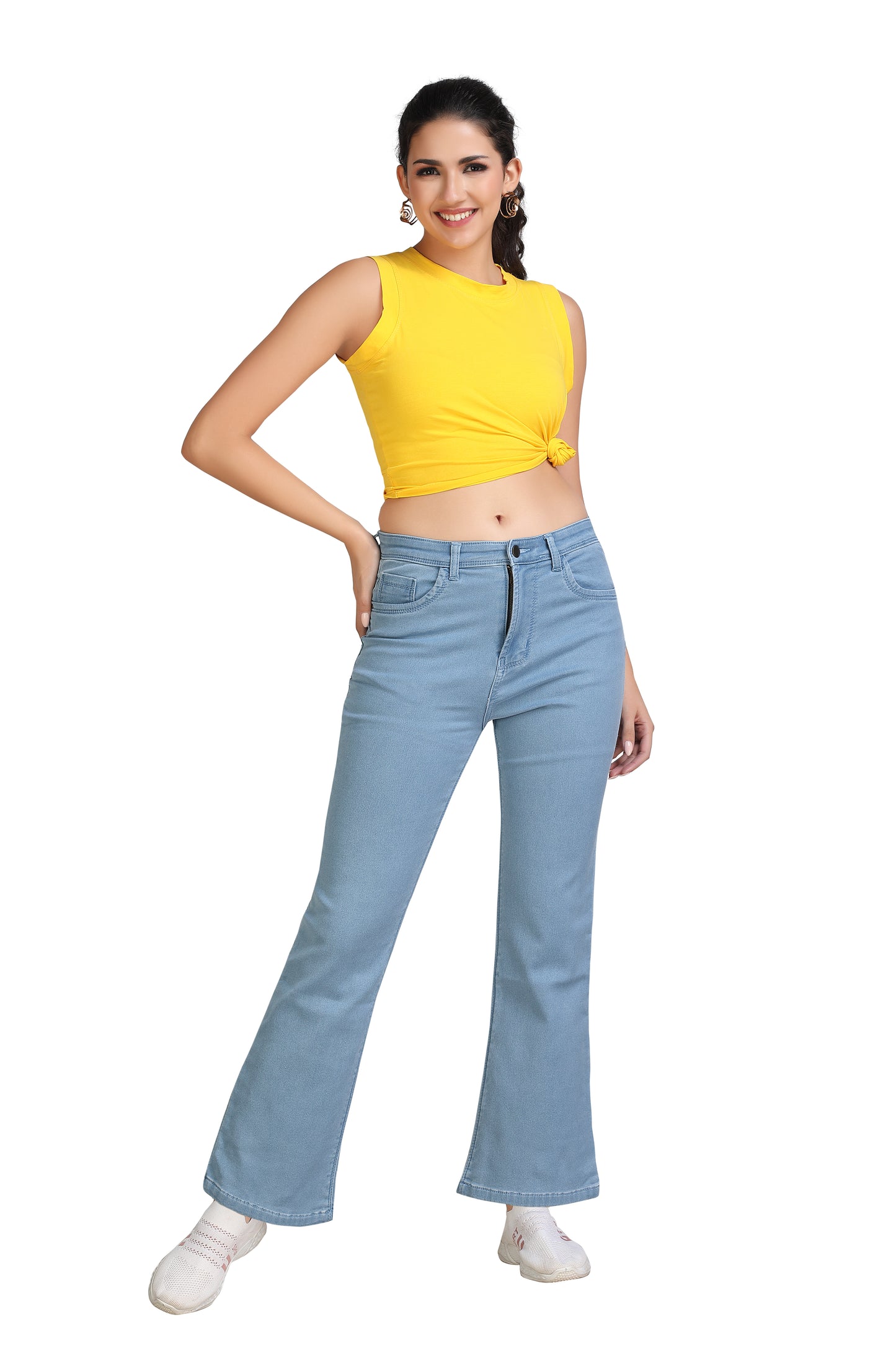 Women's High Rise Ice Wash Bootcut Jeans