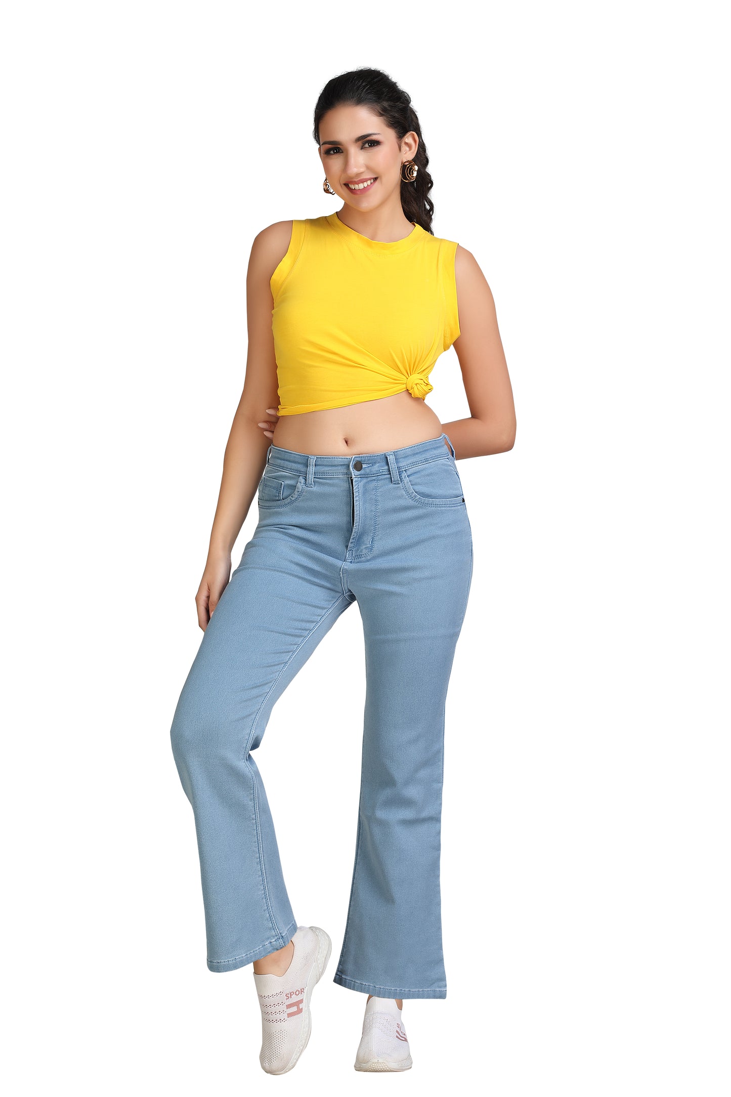 Women's High Rise Ice Wash Bootcut Jeans