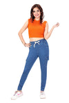 Stretch Denim Joggers with Cargo Pockets