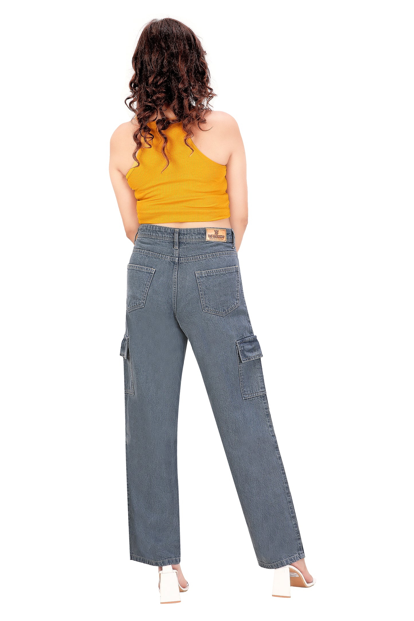 Baggy Fit Cargo Jeans for Women | High Waist, 6 Pockets, Relaxed Straight Denim | Grey Street Style Pants