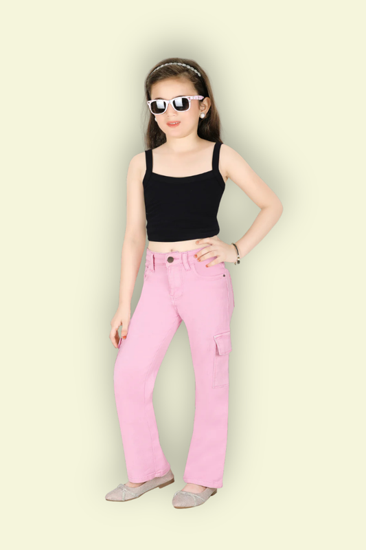Stretchable Pink Jeans with Side Pockets