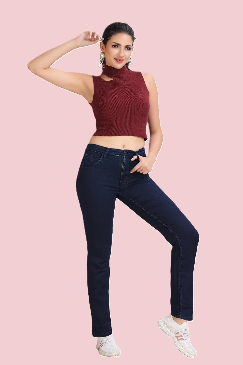 Women's Killer Blue High Rise Straight Fit Jeans