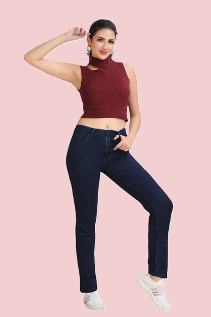 Women's Killer Blue High Rise Straight Fit Jeans