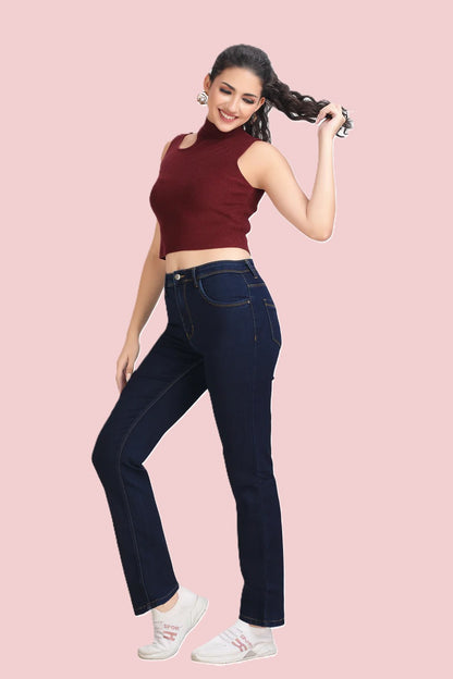 Women's Killer Blue High Rise Straight Fit Jeans