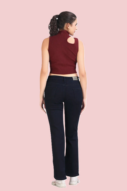 Women's Killer Blue High Rise Straight Fit Jeans
