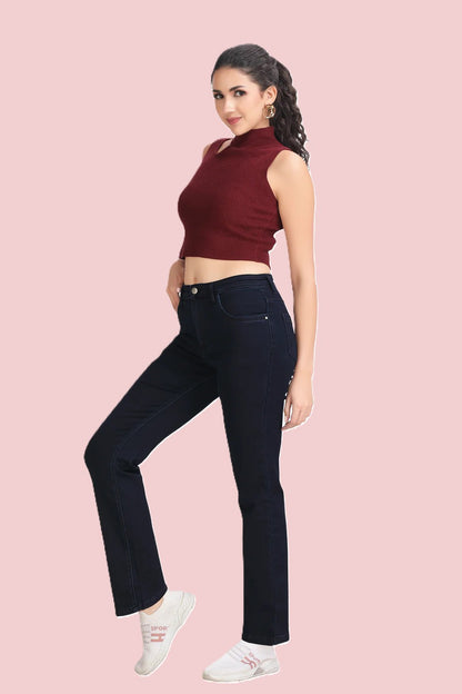 Women's Killer Blue High Rise Straight Fit Jeans