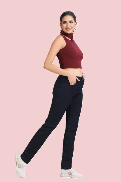 Women's Killer Blue High Rise Straight Fit Jeans