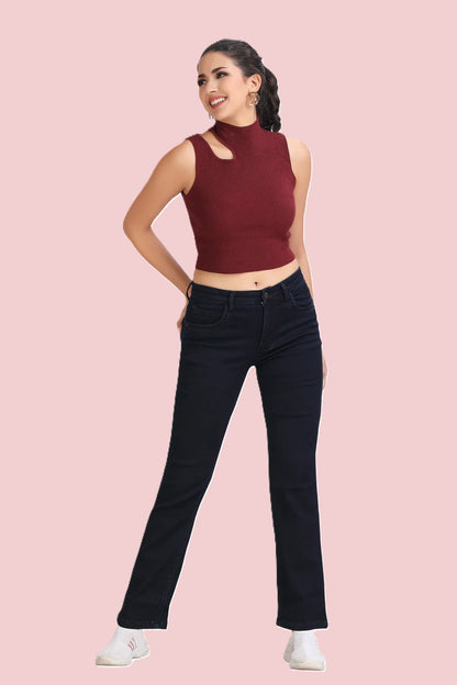 Women's Killer Blue High Rise Straight Fit Jeans