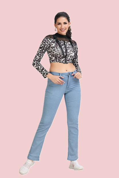 Women's Killer Blue High Rise Straight Fit Jeans
