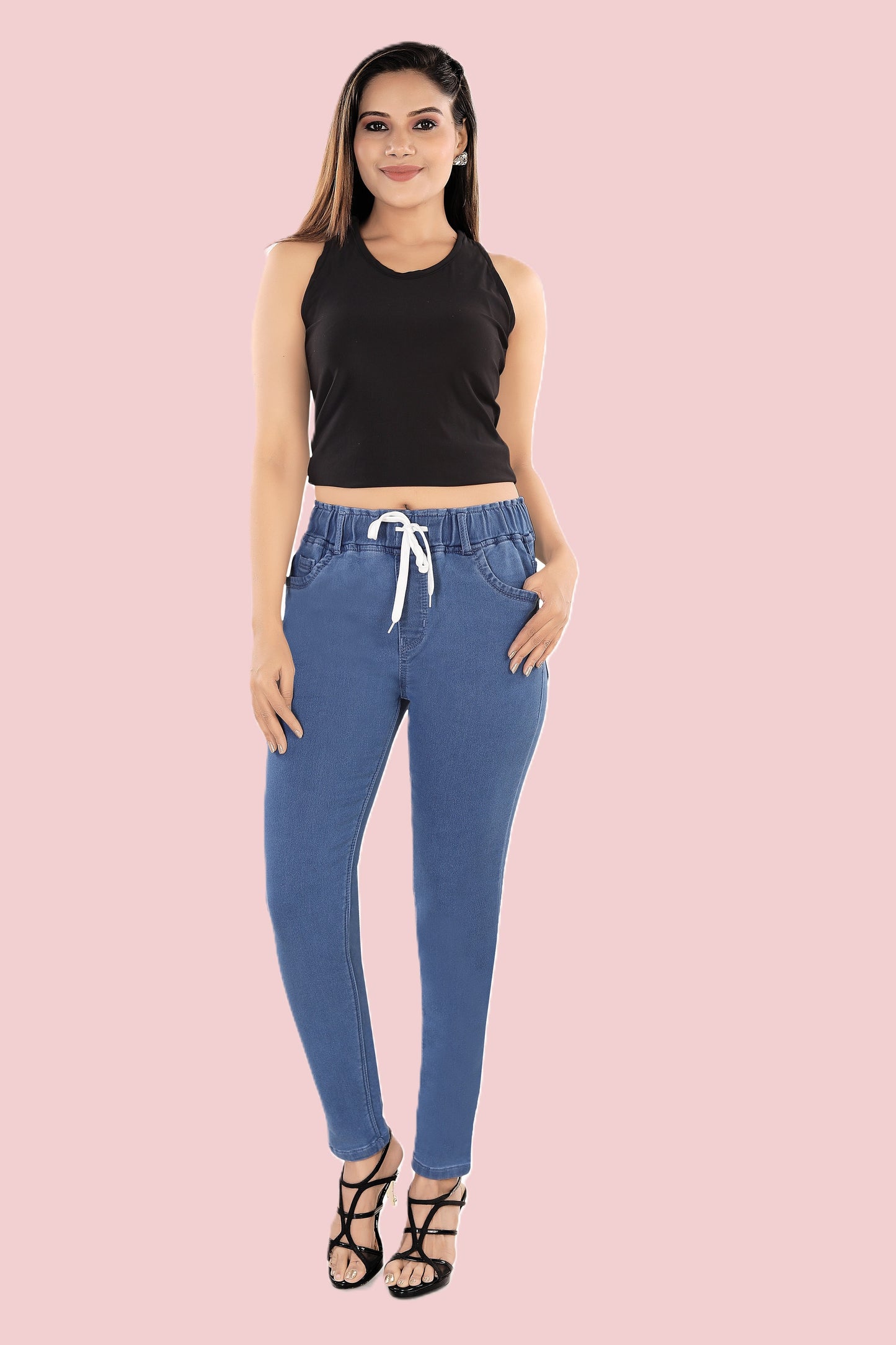 VS Denim Jeggings with Drawstring Waist