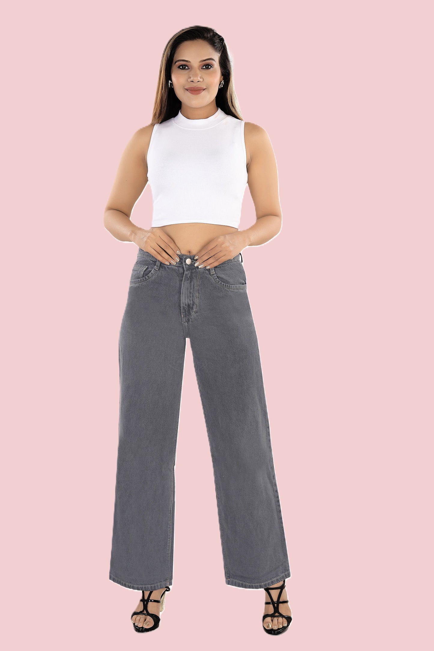 VS Denim Women's High-Waist Straight Fit Jeans