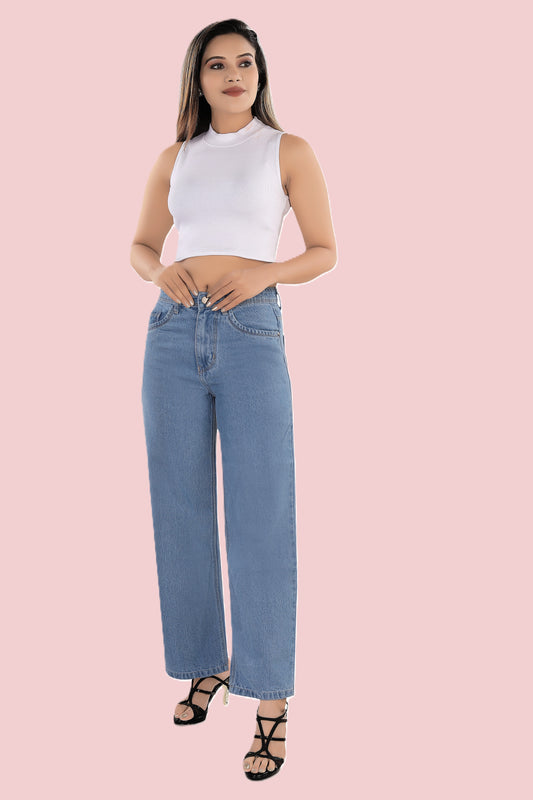 VS Denim Women's High-Waist Straight Fit Jeans