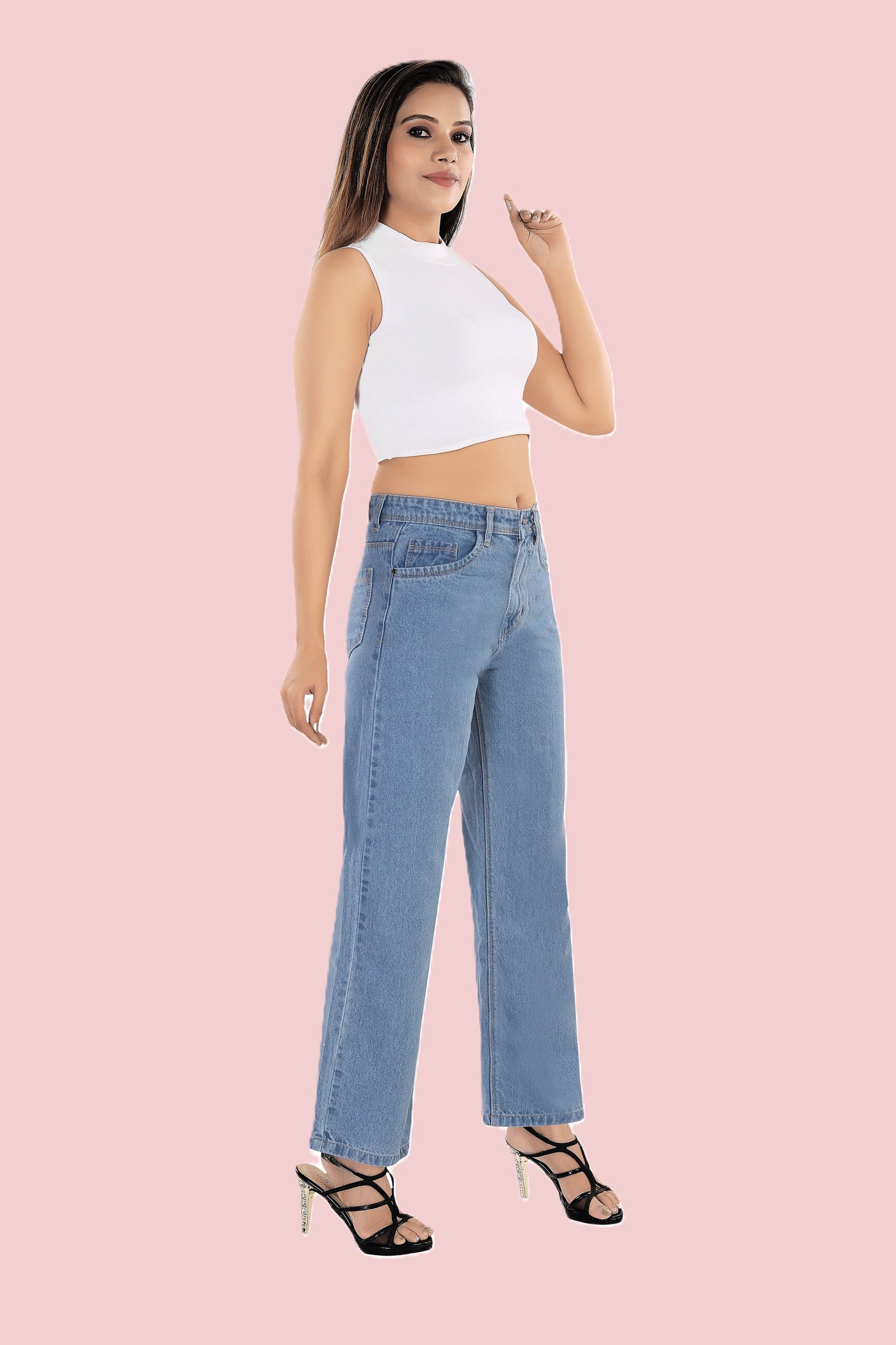 VS Denim Women's High-Waist Straight Fit Jeans