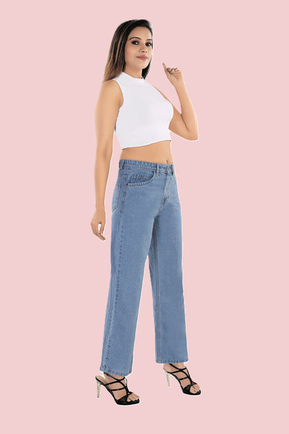 VS Denim Women's High-Waist Straight Fit Jeans
