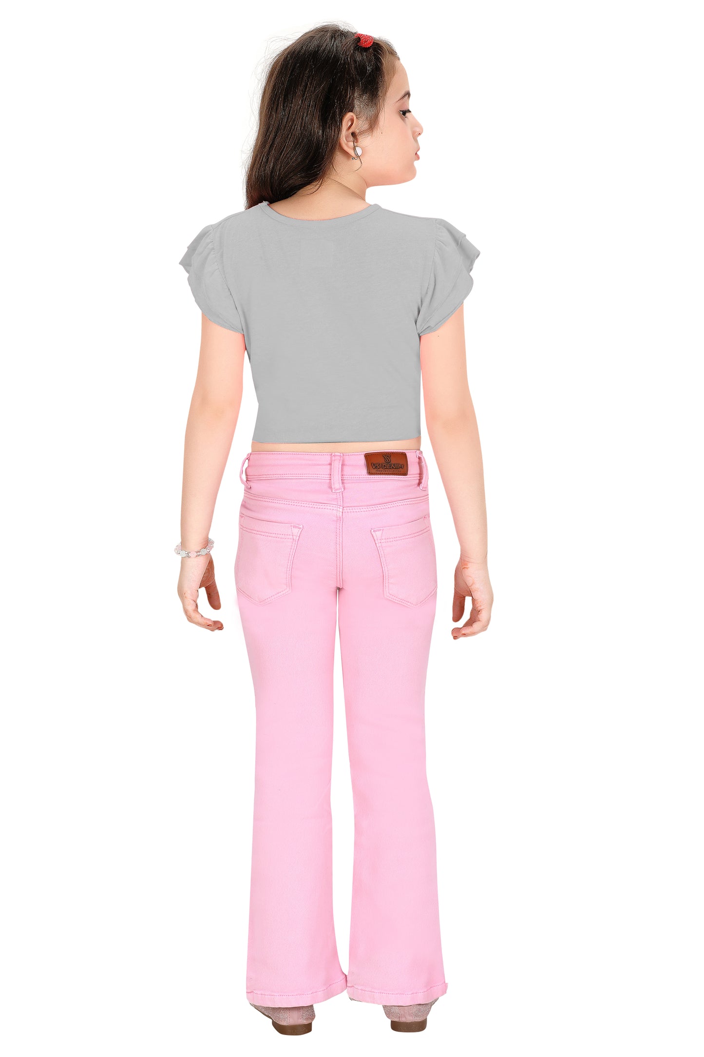 Girls Jeans – Trendy Pink Bootcut Stretch Denim Pants for Kids
