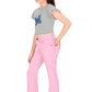 Pink Bootcut Stretch Jeans