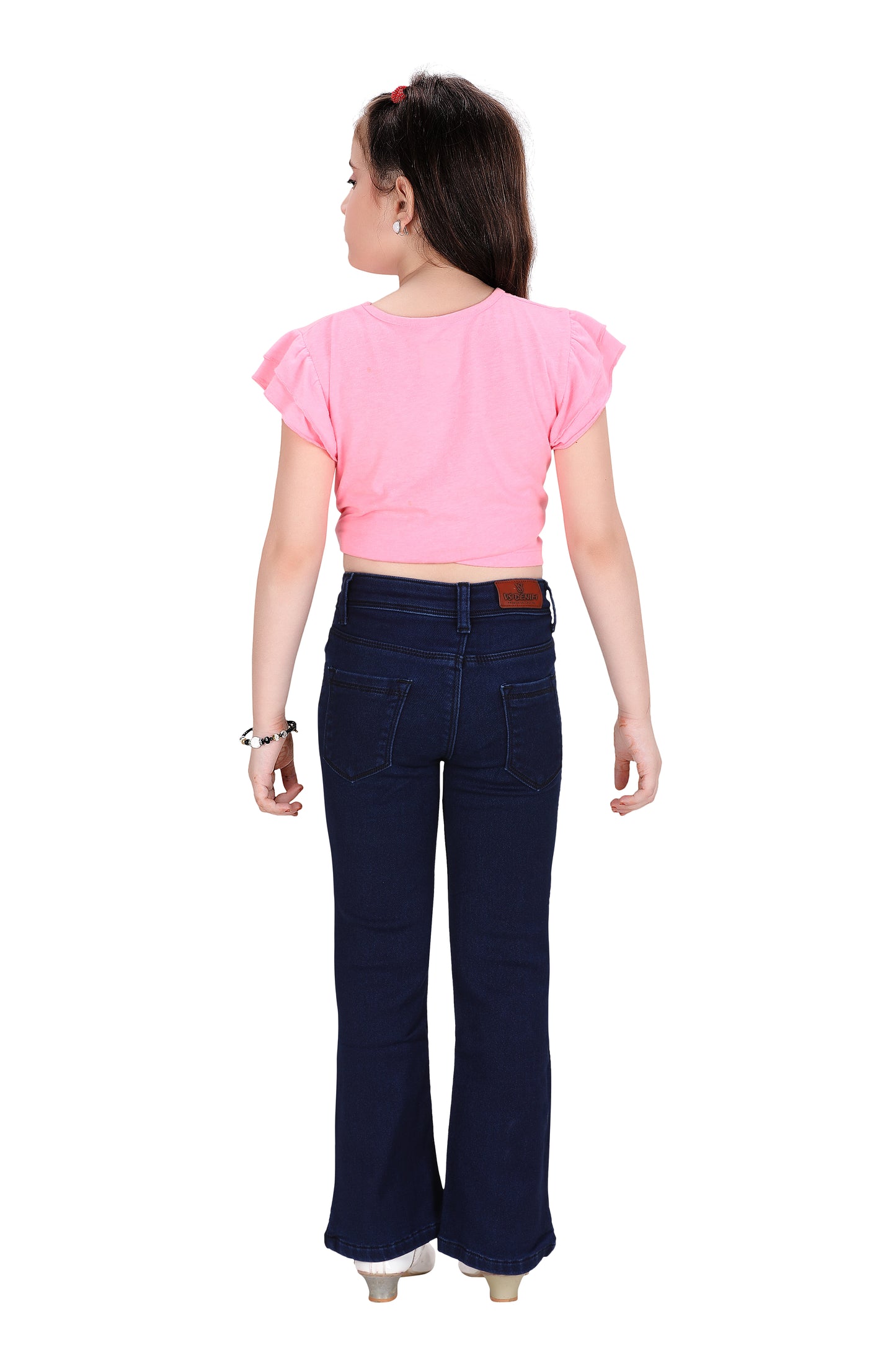 Girls Jeans – Trendy Pink Bootcut Stretch Denim Pants for Kids