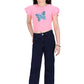 Pink Bootcut Stretch Jeans