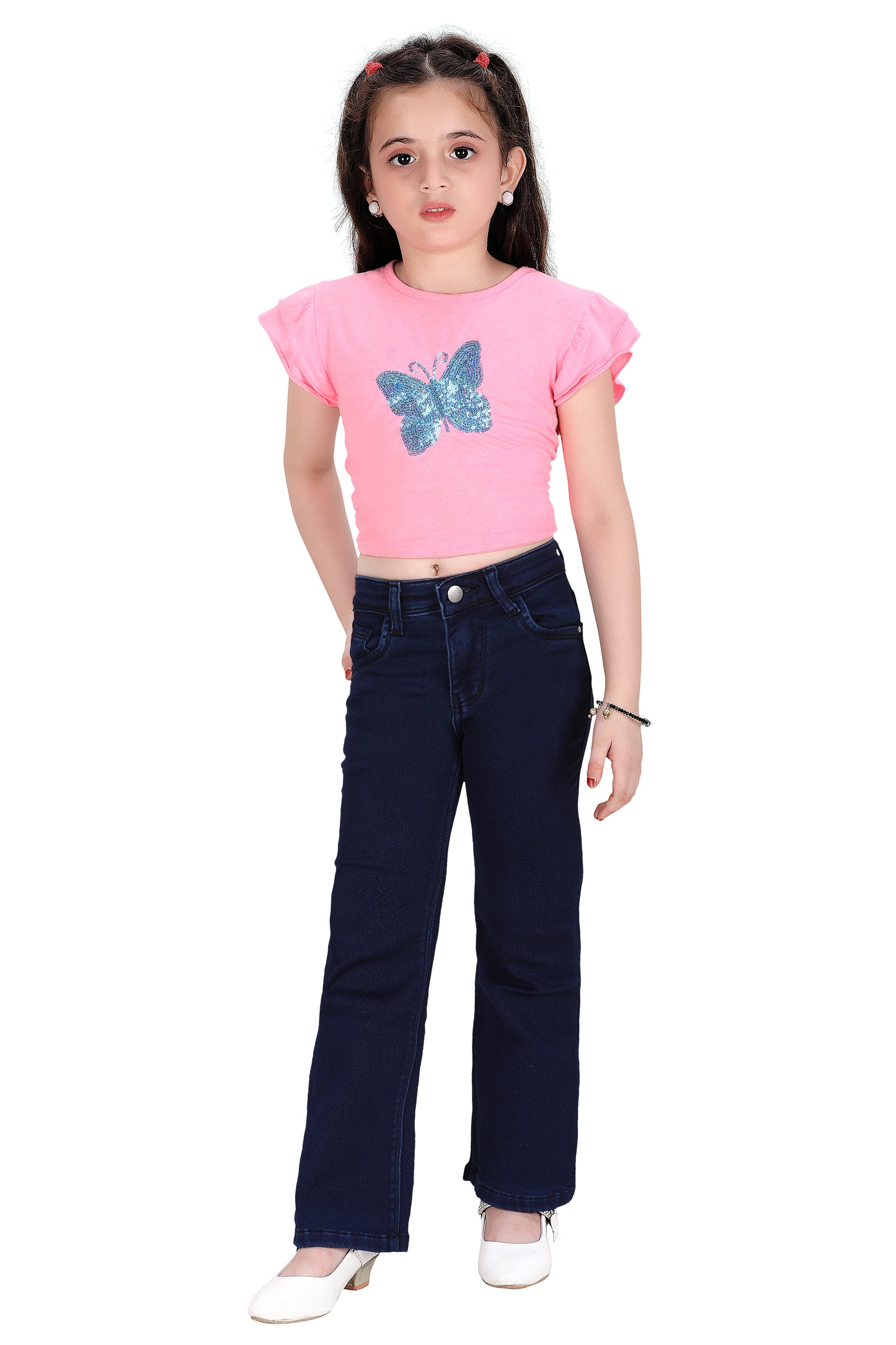 Girls Jeans – Trendy Pink Bootcut Stretch Denim Pants for Kids