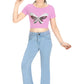 Pink Bootcut Stretch Jeans