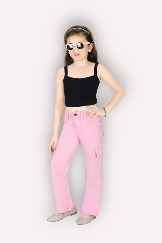 Stretchable Pink Jeans with Side Pockets