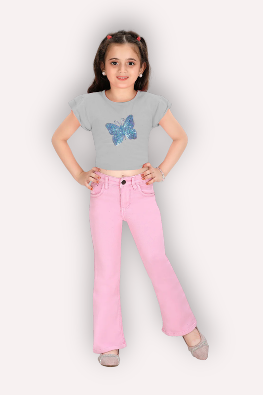 Pink Bootcut Stretch Jeans