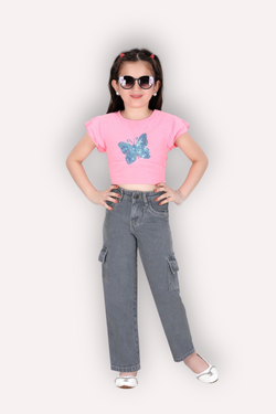 Cargo Denim Baggy Pants With Side Pockets