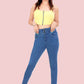 High Rise 3-Button Skinny Fit Jeans