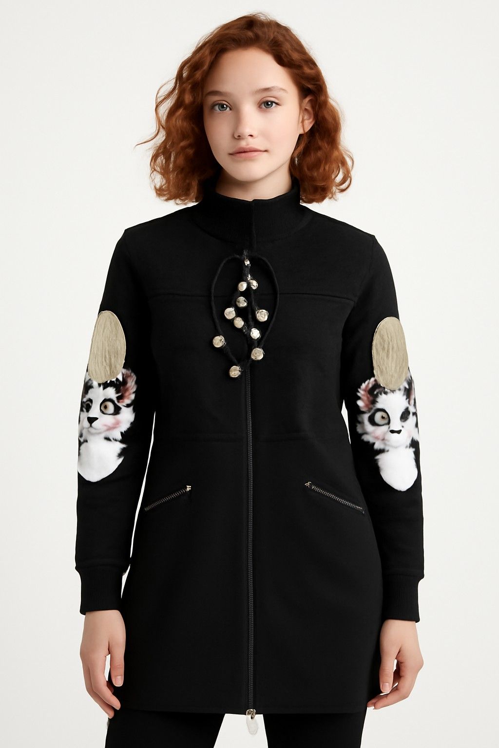 Long Black Hoodie-Style Jacket
