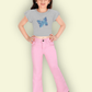 Pink Bootcut Stretch Jeans